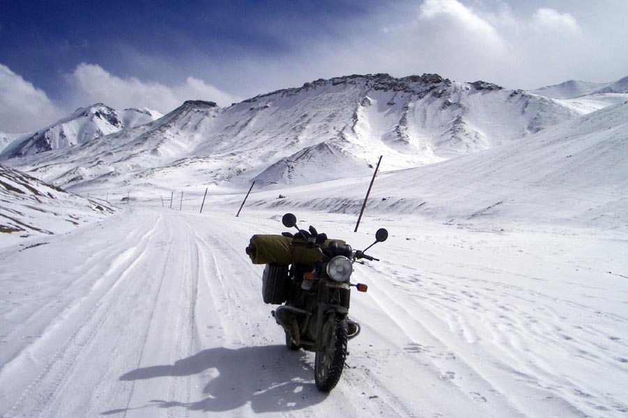 Photo by Sean Howman, The Pamir highway in an unseasonably cold late October, Tajikistan