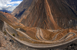 Photo by Paul Whitehead (Australia) of riding through the stunning Canon del Pato and on the awesome road to La Pampa. Peru, 2016. Suzuki DR650.