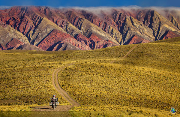 Photo by Stephan Hahnel (Germany) of Ulrike Hahnel riding through the mountains of northern Argentina. Krad-Wanderer, 2016 Yamaha XT660Z TÉNÉRÉ.