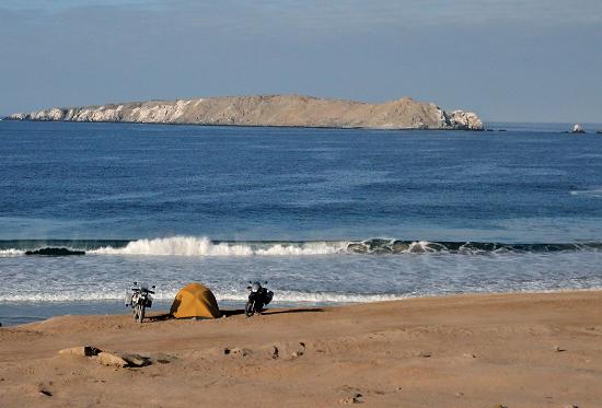 Camping on the beach.