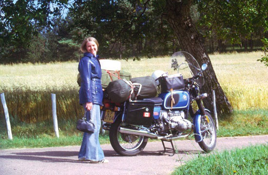 Bruce's wife and riding partner, 1974