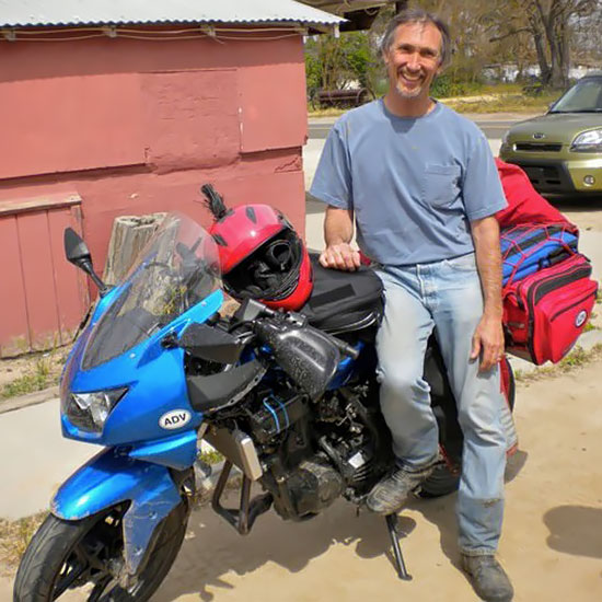 Craig's Kawasaki Ninja 250 in dirt mode.