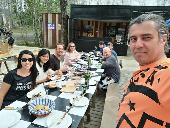 Outdoor dining at MotoCamp Pucon, Chile.