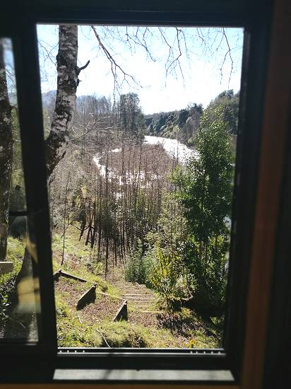 View from MotoCamp Pucon to the river.