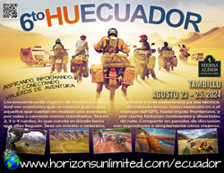 Horizons Unlimited Ecuador 2024 postcard.