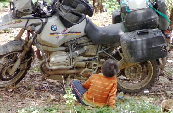 Mathilde and Horst: Big bike, little kid.