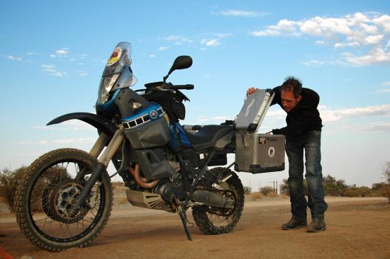 Claudio opening a bike pannier