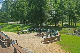 Dining outdoors at Ironhorse Motorcycle Lodge, North Carolina.