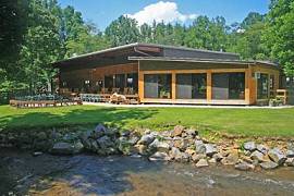 Pavillion from creekside, Ironhorse Motorcycle Lodge, North Carolina.