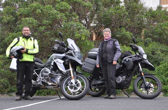 Claire Girard and Richard Moore with their bikes.