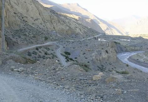 The road along Himalayas to get to the temple in Nepal.