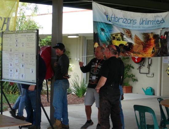 Perusing the schedule at HU Queensland 2015.