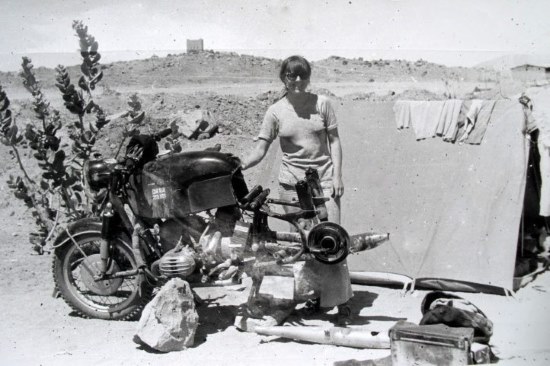 Linda Bootherstone-Bick, Fixing the suspension, Nigeria, 1974.