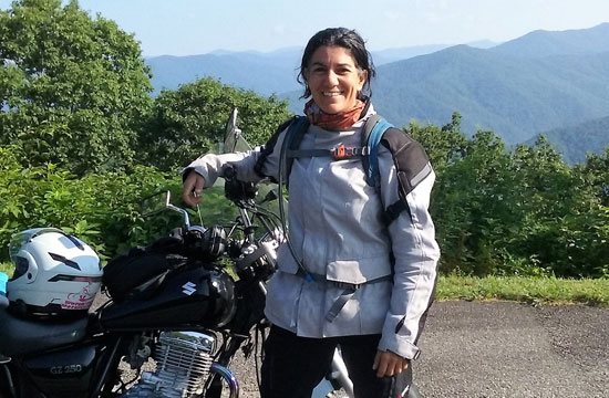 Joelle Gozland with her bike.