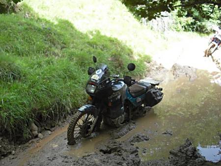 Washing the bike.