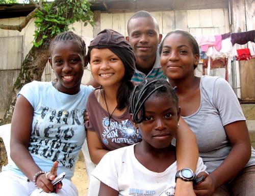 Jane making friends in Gabon.