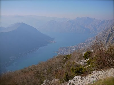 Sherri Jo Wilkins, looking back at view, Montenegro.