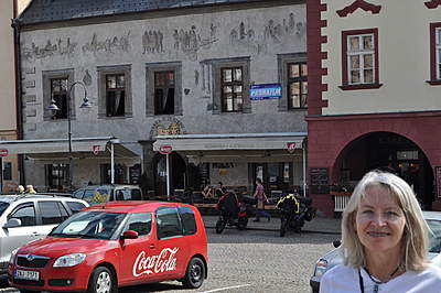 The grey building behind the bikes was built in 1490.  Before Columbus found America.