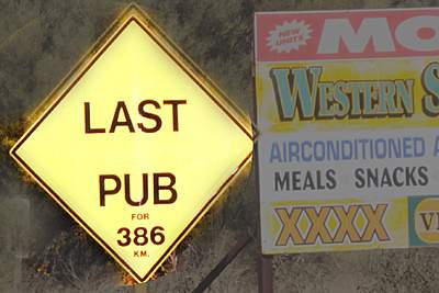 Last pub for 386 km sign.