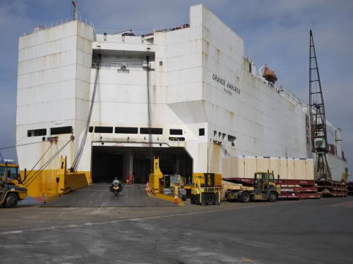 Boarding the ship in UK.