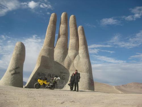 Jordan and Michelle at the Mano del Desierto, Chile.