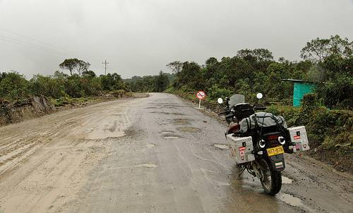 Stop near first military checkpoint, Colombia.