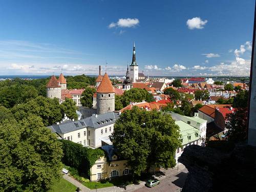 Spectacular view over Tallinn towards the docks.