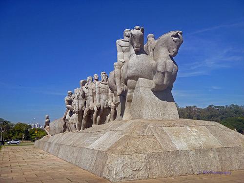 Huge sculpture in roundabout, Sao Paulo, Brazil.