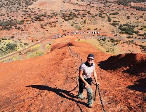 Climbing Ayers Rock.