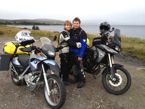 Lisa Morris and Jason Spafford with bikes.